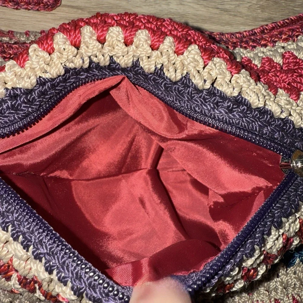 The Sak Crochet Shoulder Bag Multicolor Knit Stripe Hobo Purse Boho Slouch Tote - Picture 5 of 11